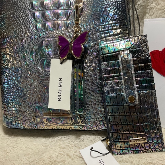 $FIRM$ NO OFFERS NWT 3pc MOTHER OF PEARL CROSSBODY WALLET & VISIONARY BUTTERFLY - Picture 3 of 10